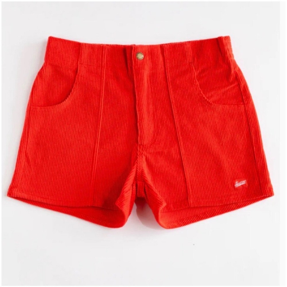 High Waist Corduroy Shorts in Bright Red
